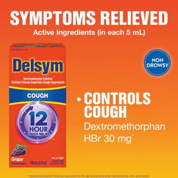 Delsym Adult Cough Suppressant Liquid, Grape Flavor