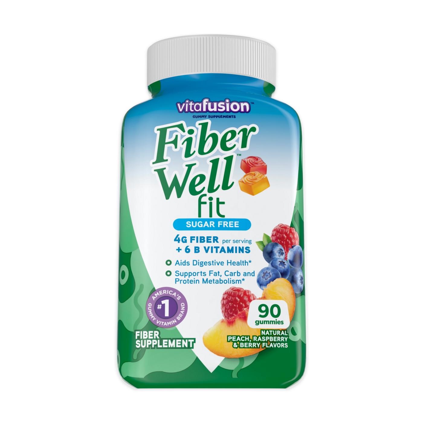 Vitafusion Fiber Well Sugar Free Weight Management Gummies - Peach, Raspberry, & Berry; image 1 of 6