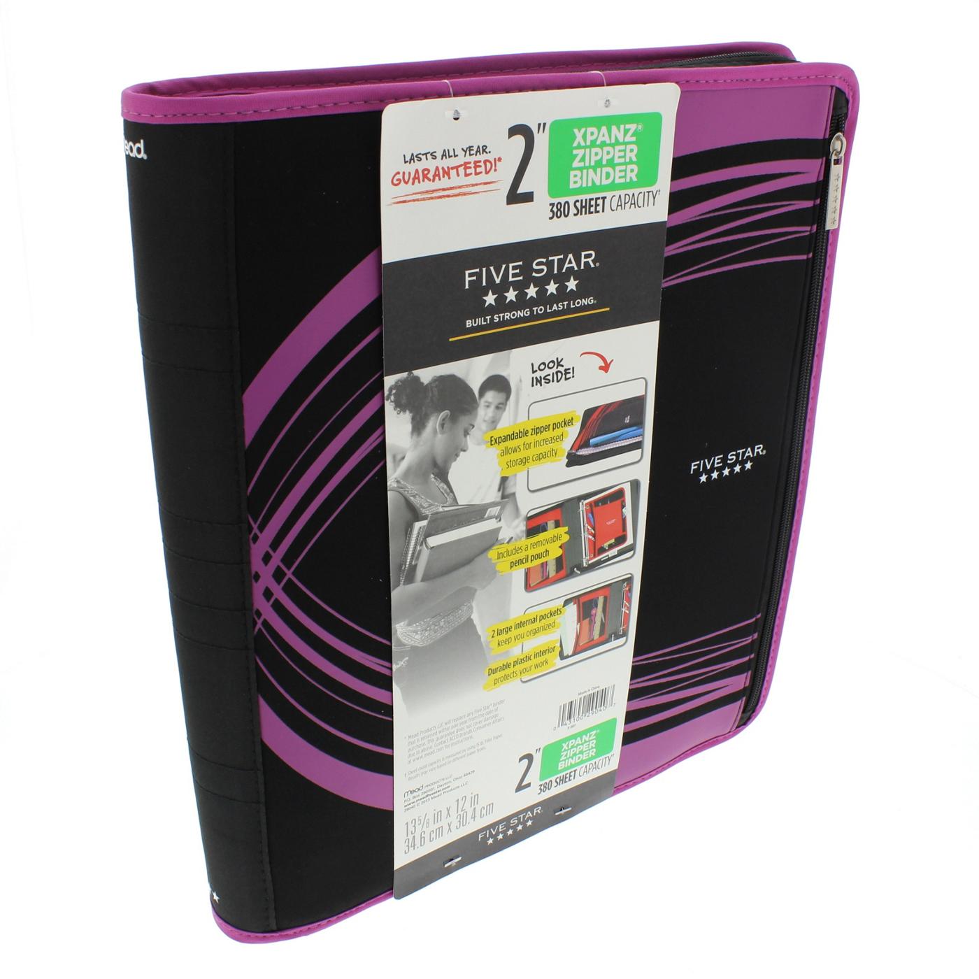 FIVE STAR Xpanz Zipper Binder, 380 Sheet Capacity, Assorted Designs; image 1 of 4