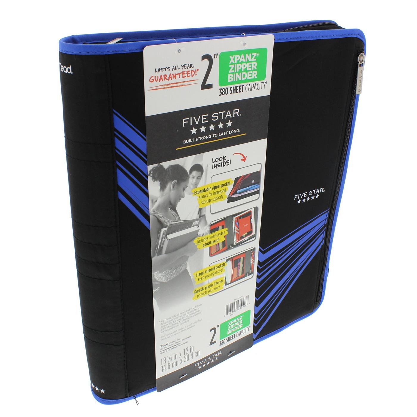 FIVE STAR Xpanz Zipper Binder, 380 Sheet Capacity, Assorted