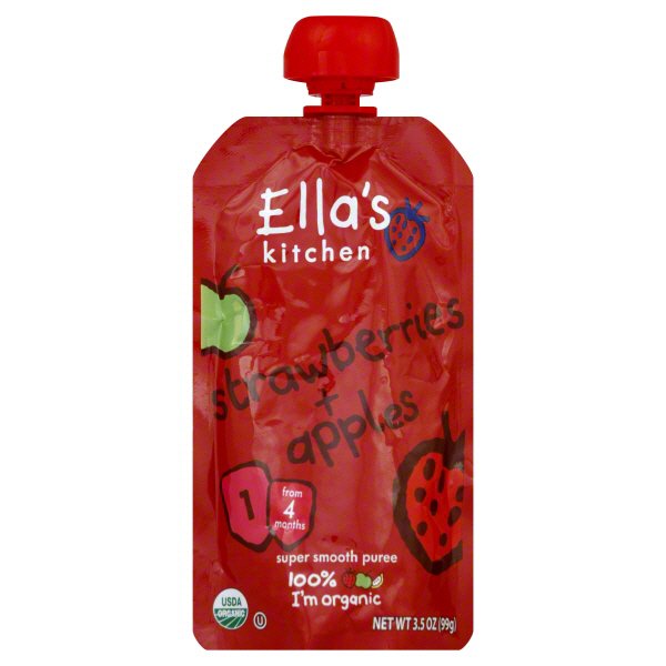 Ella's Kitchen Organic Stage 1 Super Strawberry & Apples Super Smooth