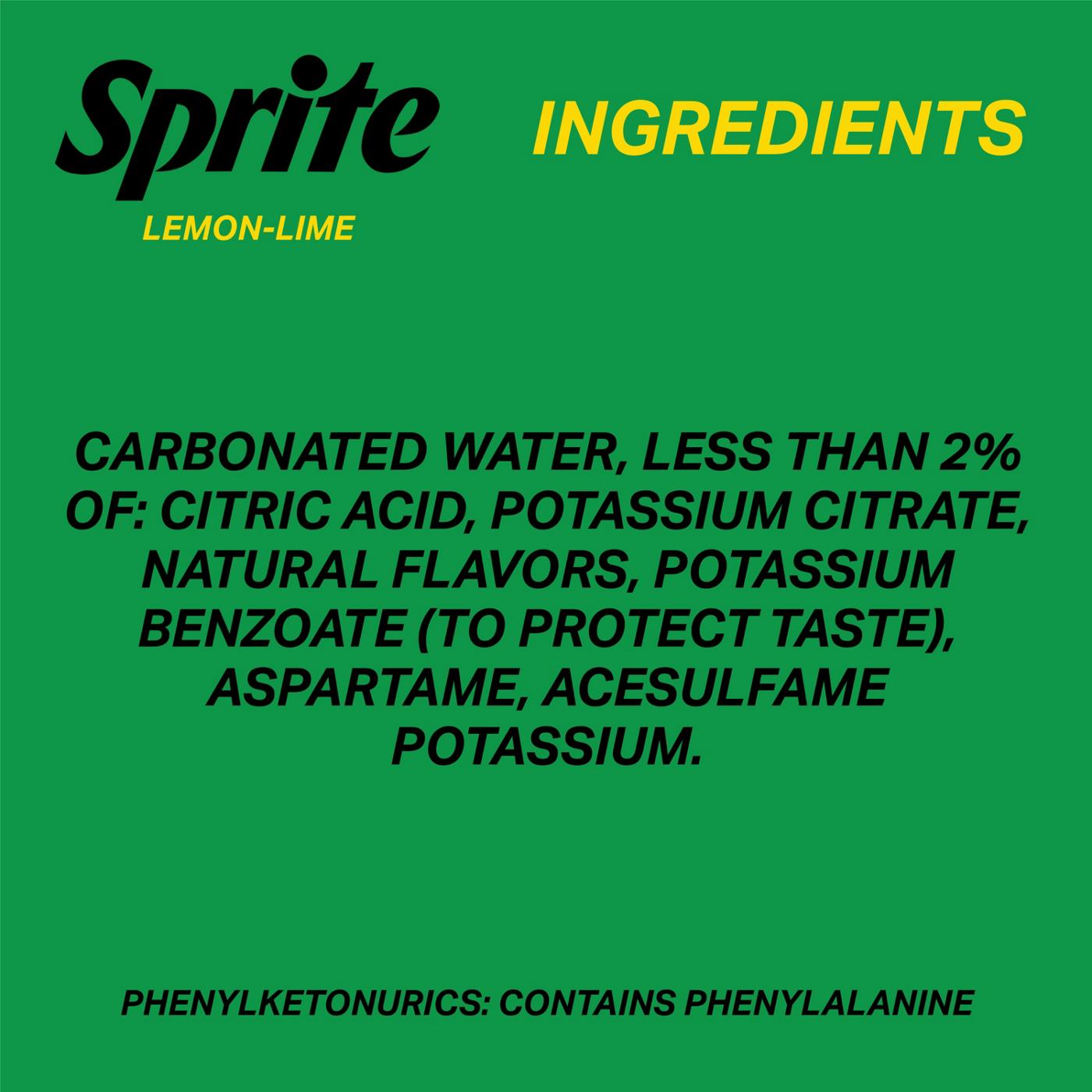 Sprite Zero Sugar Lemon Lime Diet Soda Pop Soft Drink; image 7 of 7
