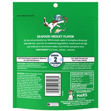 Temptations Classic Crunchy and Soft Cat Treats - Seafood Medley Flavor