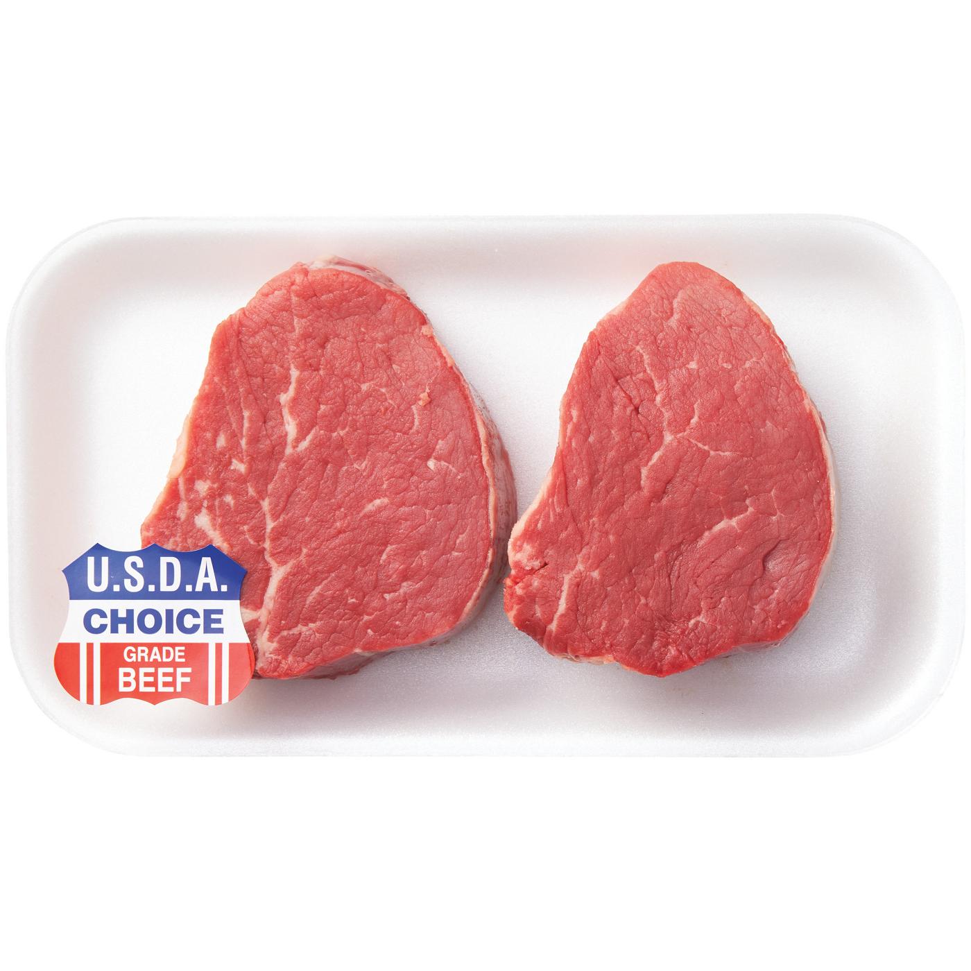 H-E-B Boneless Beef Tenderloin Steaks, Thick Cut - USDA Choice; image 1 of 2