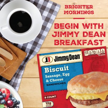 Jimmy Dean Frozen Biscuit Breakfast Sandwich - Sausage, Egg & Cheese, 8 ct