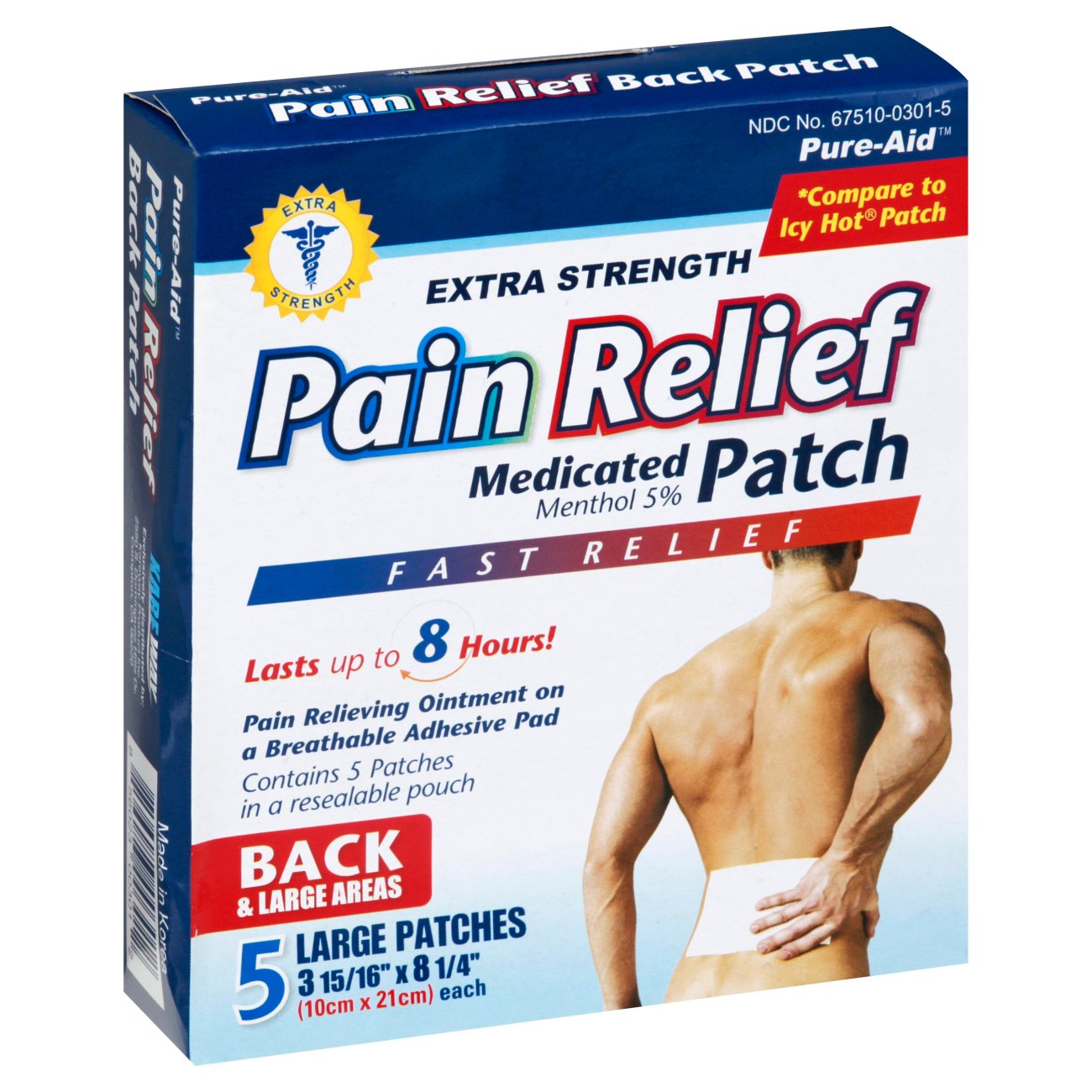 Pure Aid Cold Hot Back Patch Shop Muscle Joint Pain At H E B   001399707