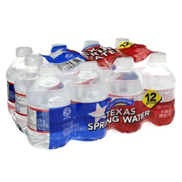 Hill Country Fare Natural Texas Spring Water 12-pk Bottles, 8 oz