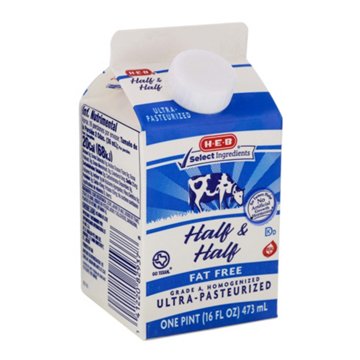H-E-B Half & Half - Fat Free, 16 oz