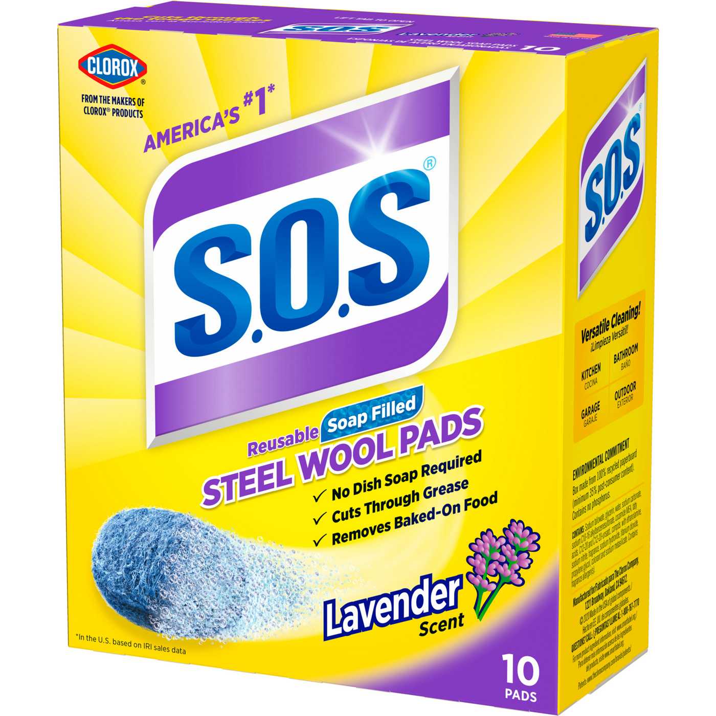 Clorox S.O.S. Lavender Scent Soap Filled Steel Wool Pads; image 10 of 11