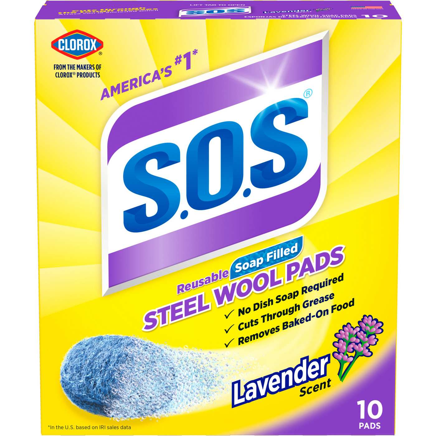 Clorox S.O.S. Lavender Scent Soap Filled Steel Wool Pads; image 1 of 11