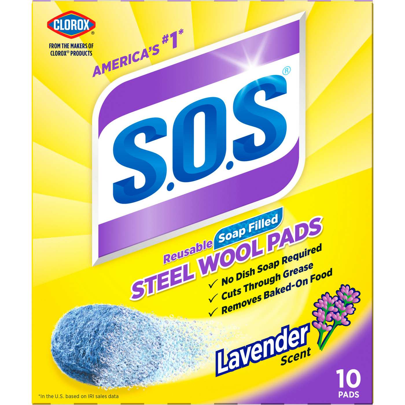 Clorox S.O.S. Lavender Scent Soap Filled Steel Wool Pads; image 9 of 11