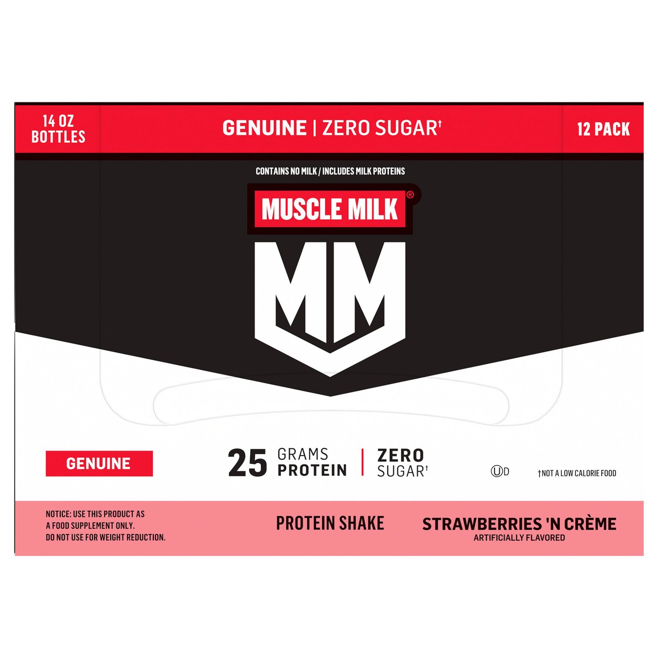 Muscle Milk Protein Shake Bottles, 25 g Strawberries 'N Creme, 14 oz