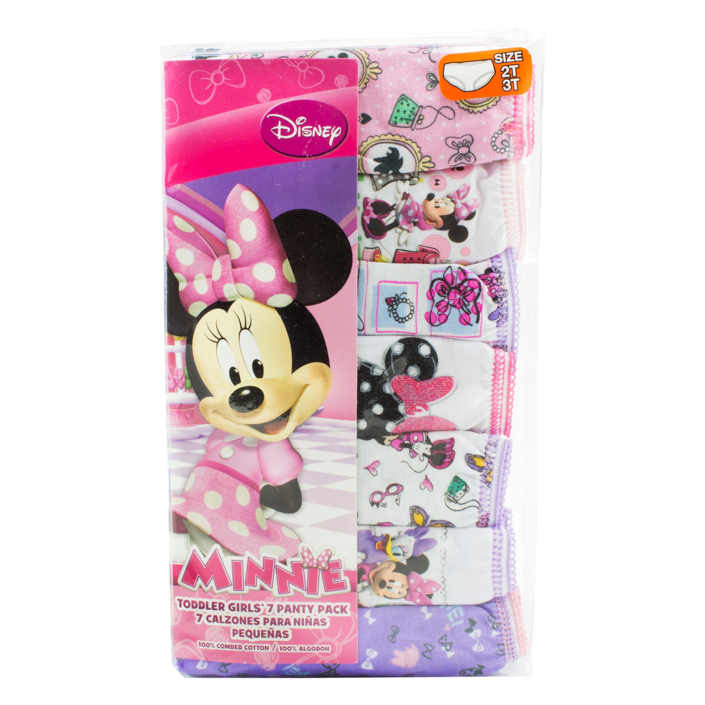 Disney Little Girls' Minnie Seven-Pack of Brief Underwear 2T/3T NEW Open  Package