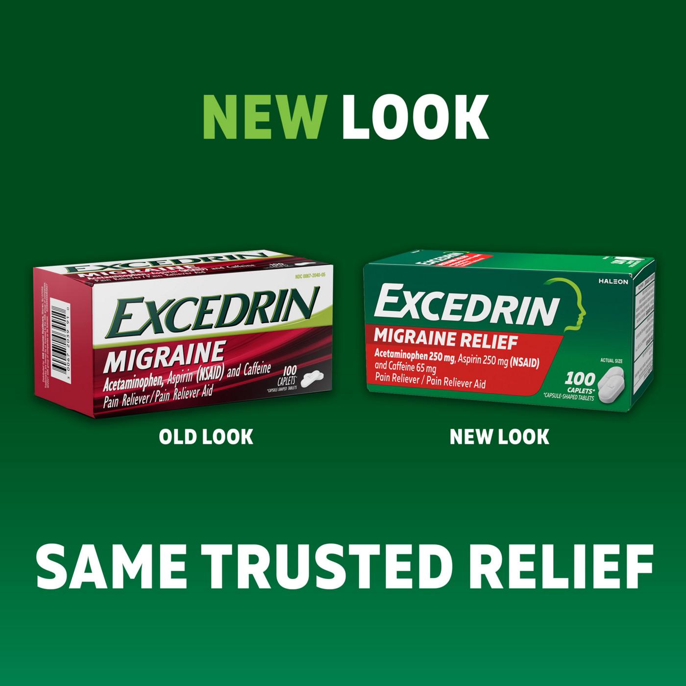 Excedrin Migraine Relief Caplets for Migraine Symptoms, Acetaminophen 250mg, Aspirin 250mg, Caffeine 65mg, Pain Reliever; image 2 of 2