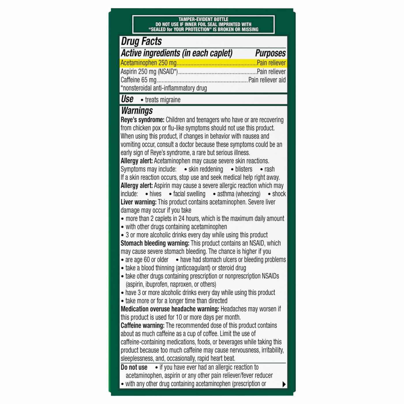 Excedrin Migraine Pain Reliever Caplets; image 6 of 8