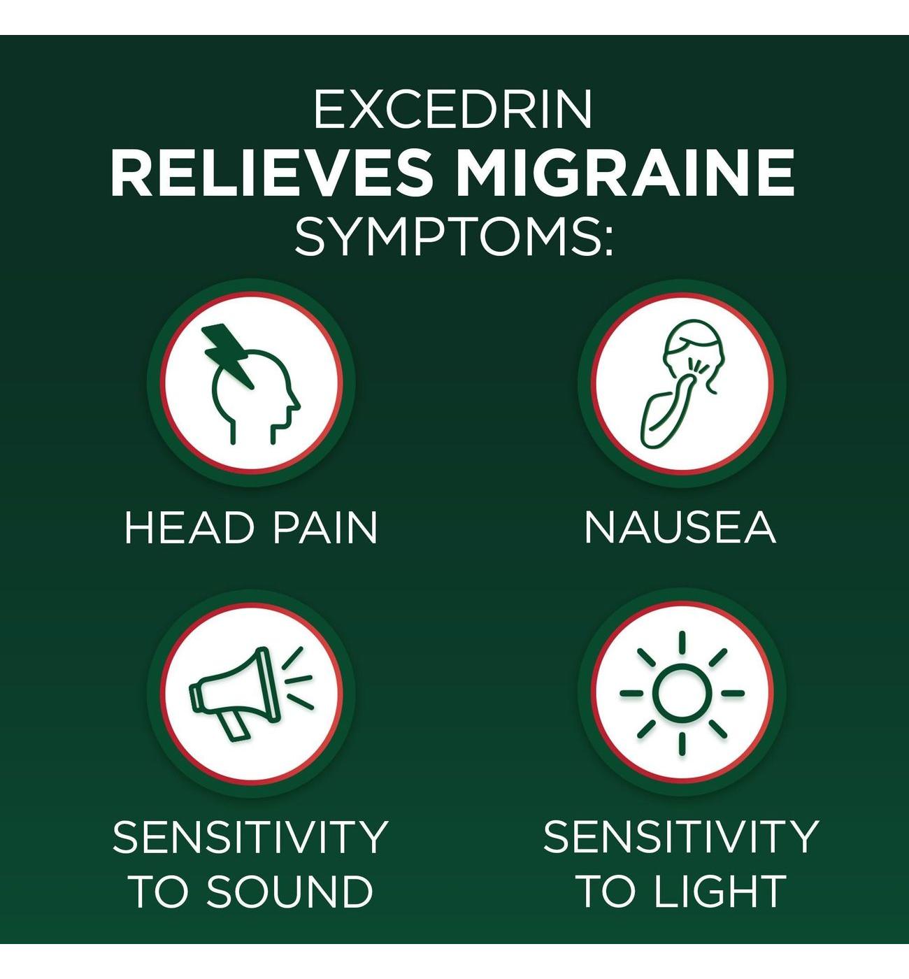 Excedrin Migraine Relief Caplets for Migraine Symptoms, Acetaminophen 250mg, Aspirin 250mg, Caffeine 65mg, Pain Reliever; image 2 of 2