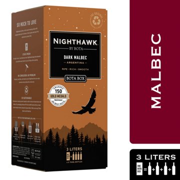 Bota Box Nighthawk Dark Malbec Argentina Box Red Wine, 3 L