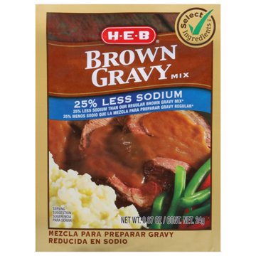 H-E-B 25% Less Sodium Brown Gravy Mix, 0.87 oz
