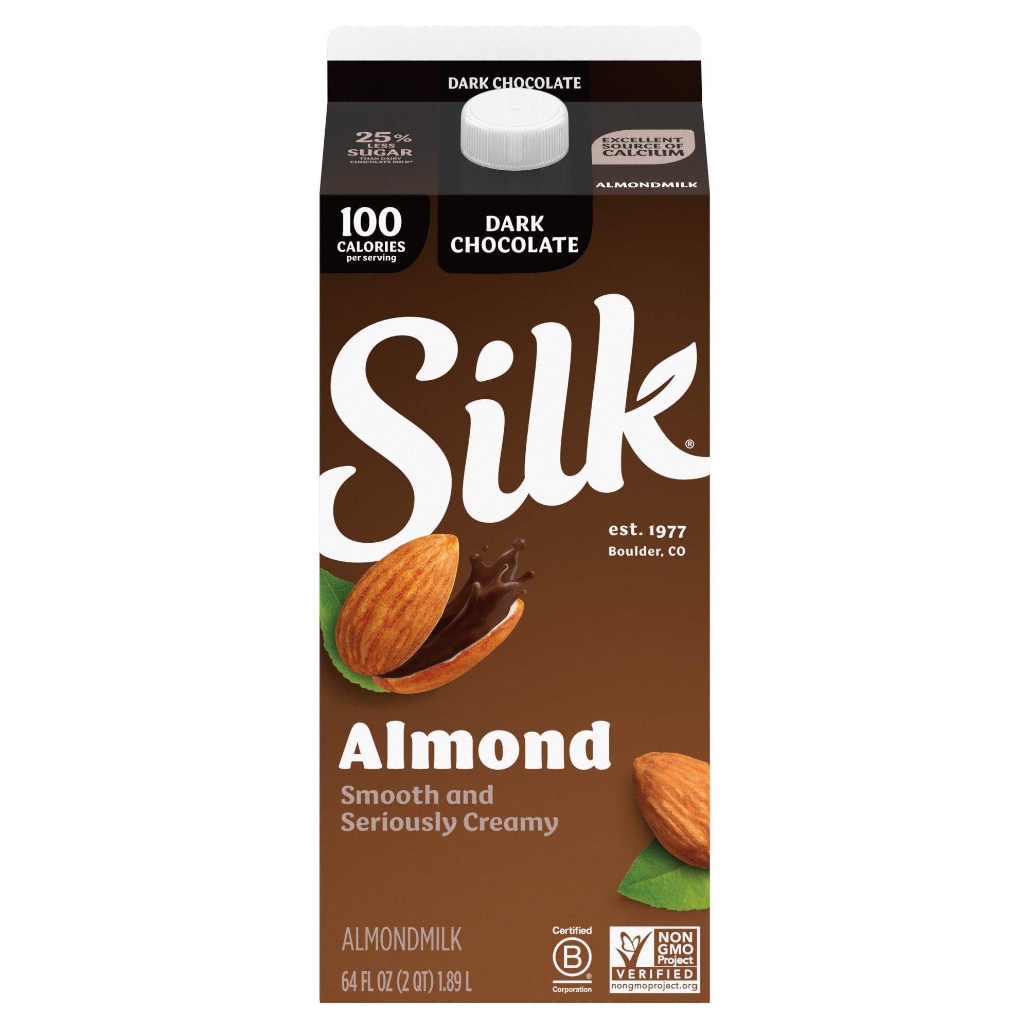 Silk Dark Chocolate Almond Milk Half Gallon Shop Milk At H E B