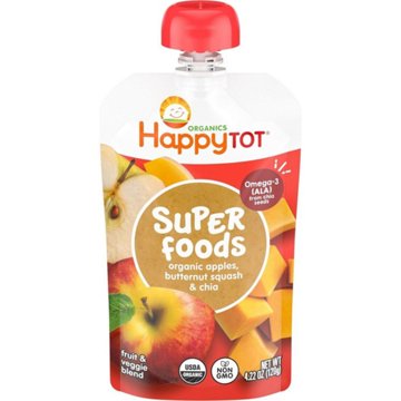 Happy Tot Organics Super Foods Stage 4 Apple Butternut Squash & Chia Baby Food Pouch