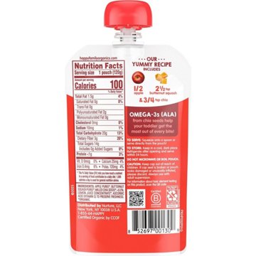 Happy Tot Organics Super Foods Stage 4 Apple Butternut Squash & Chia Baby Food Pouch