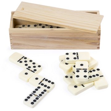 Cardinal Industries Double Six Ivory-Colored Dominoes in Wood Case