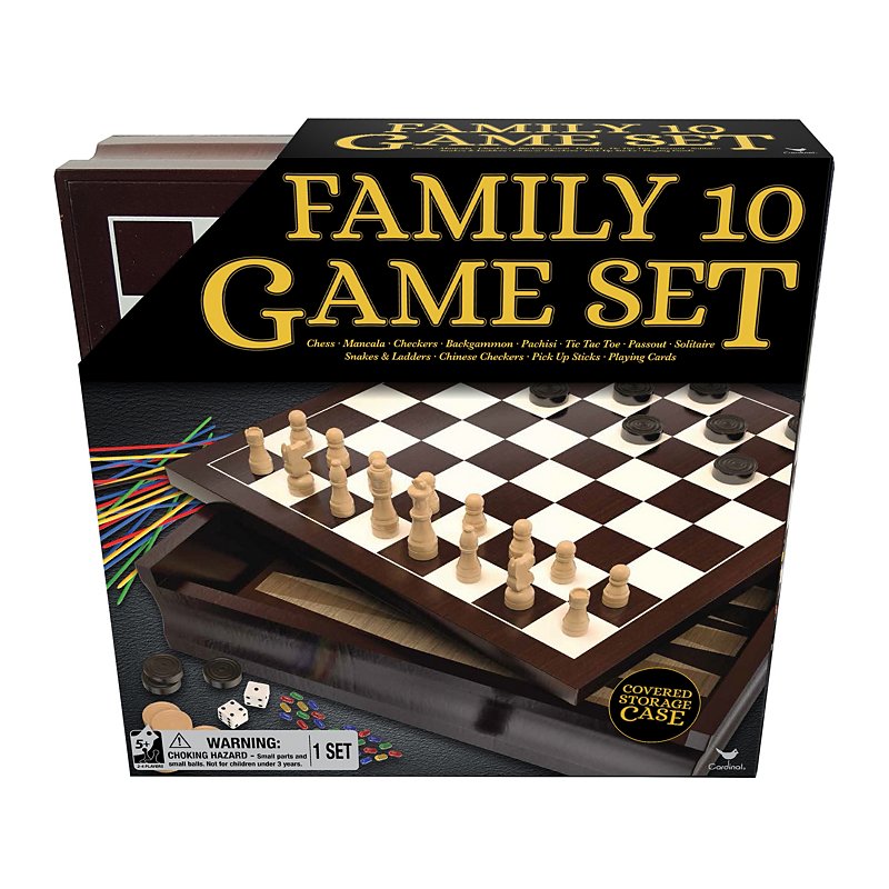 Cardinal Industries Classic Games Distinctive Wood Cabinet Game Set
