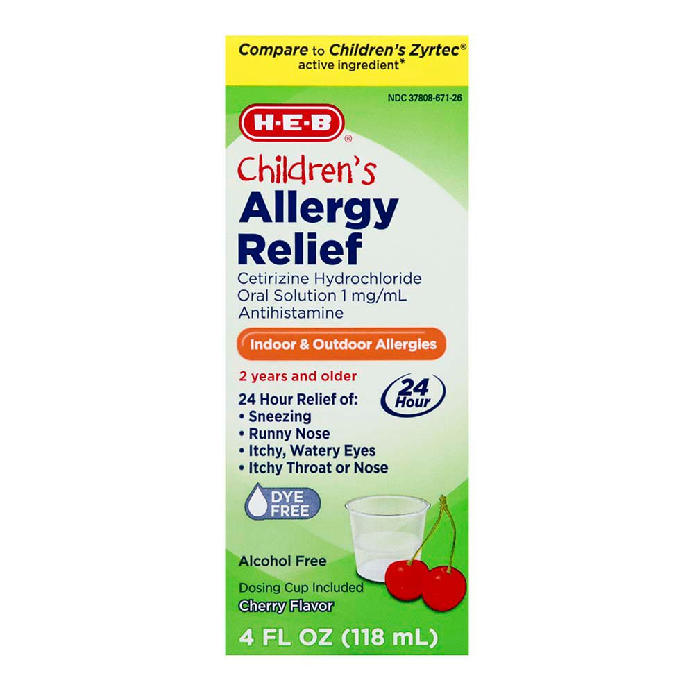 HEB Children’s Allergy Relief Cetirizine 24 Hour Liquid Cherry