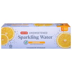 H-E-B Unsweetened Orange Sparkling Water 12 pk Cans, 12 oz | Low