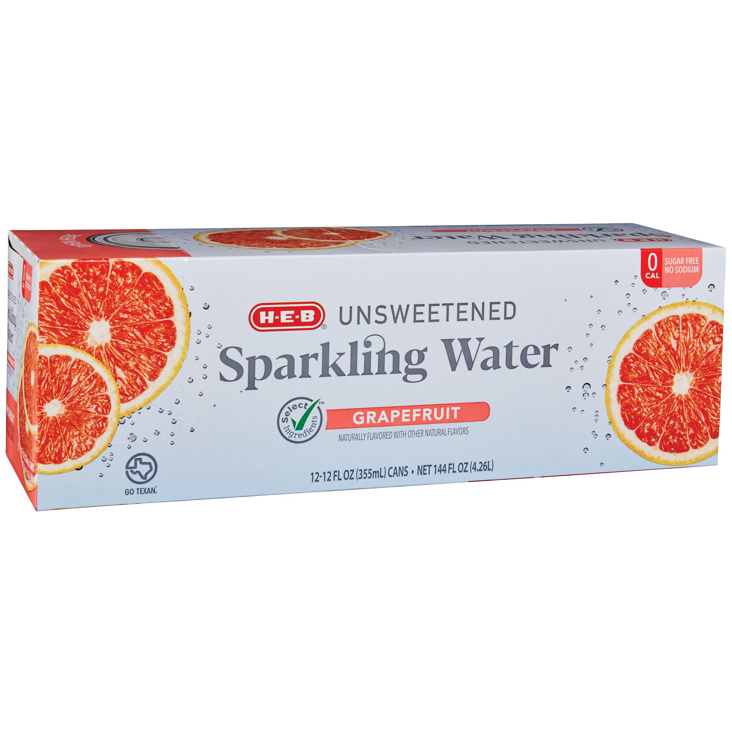 H-E-B Select Ingredients Unsweetened Grapefruit Sparkling Water ...