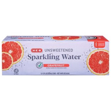 H-E-B Unsweetened Grapefruit Sparkling Water 12 pk Cans, 12 oz