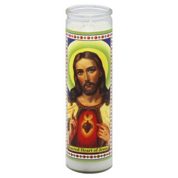 Reed Candle Sacred Heart of Jesus Religious Candle - White Wax, 8.25"