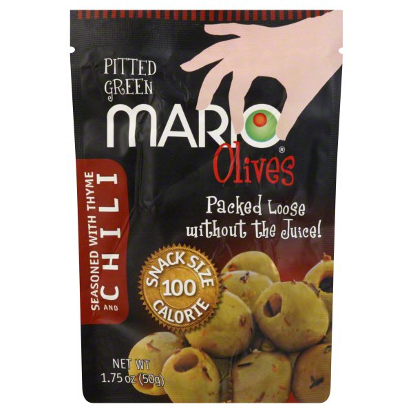 Mario Pitted Green Olives Seasoned With Thyme and Chili Shop Olives