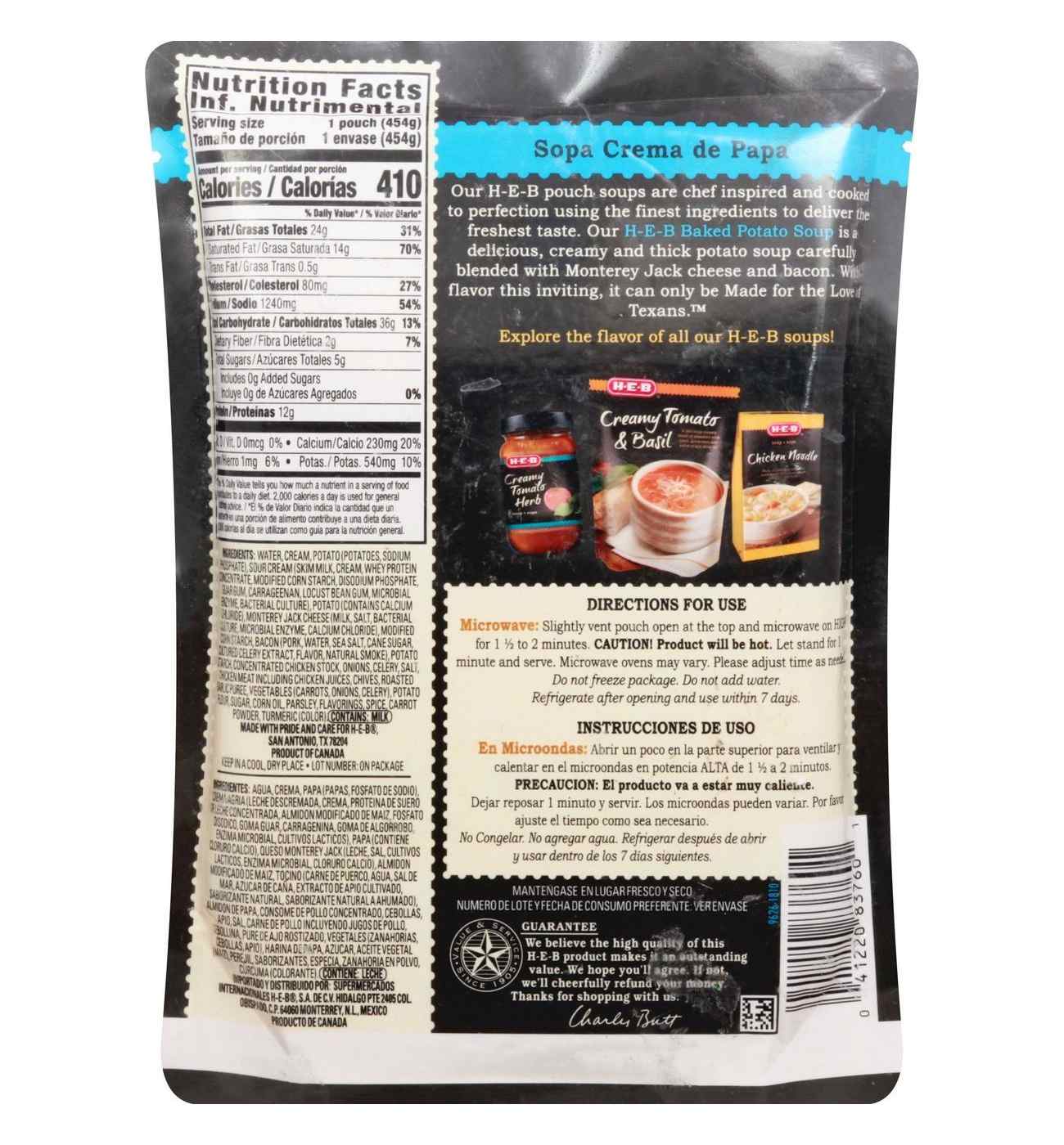 H-E-B Baked Potato Soup; image 4 of 4