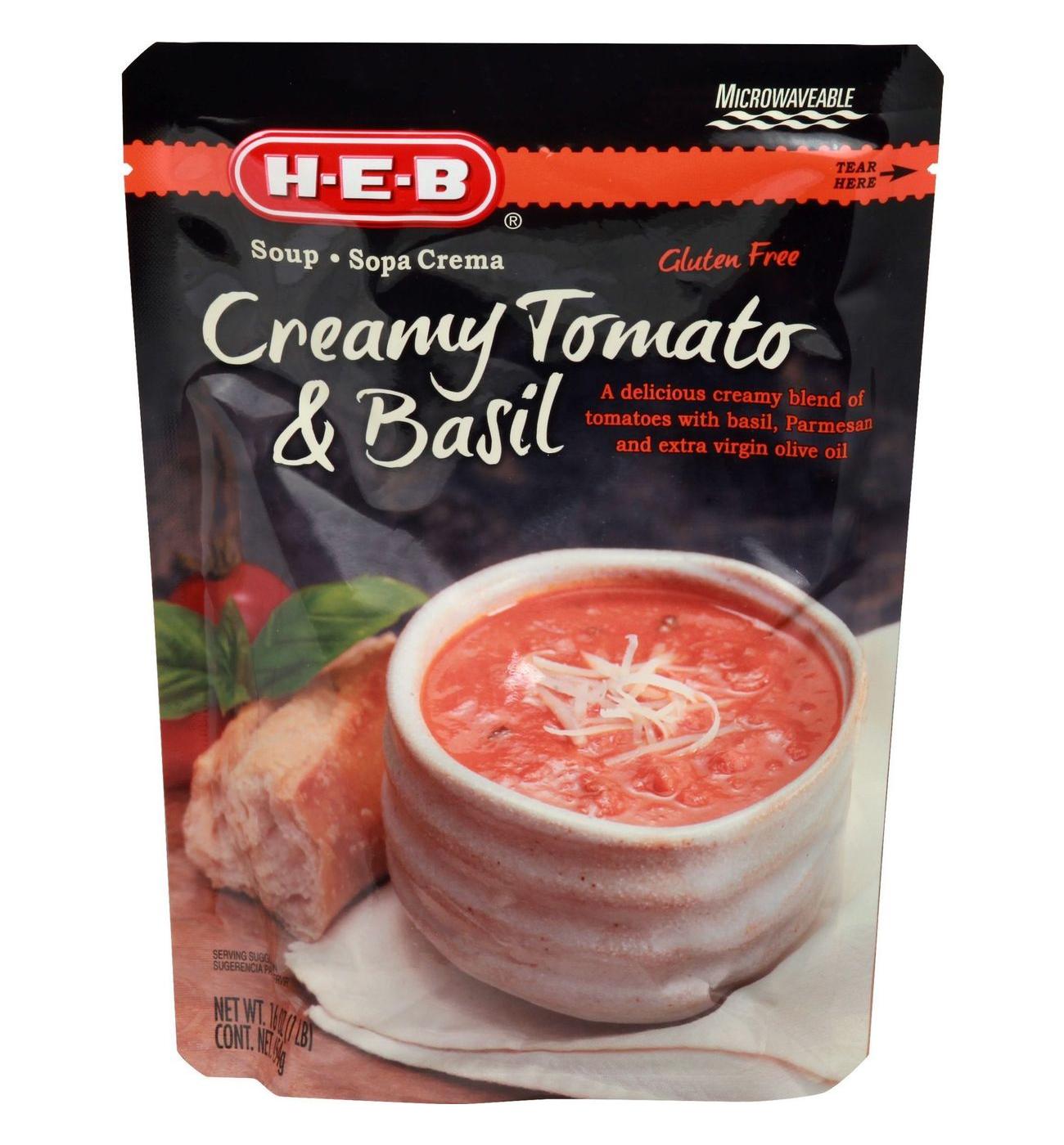 H-E-B Creamy Tomato & Basil Soup; image 1 of 4