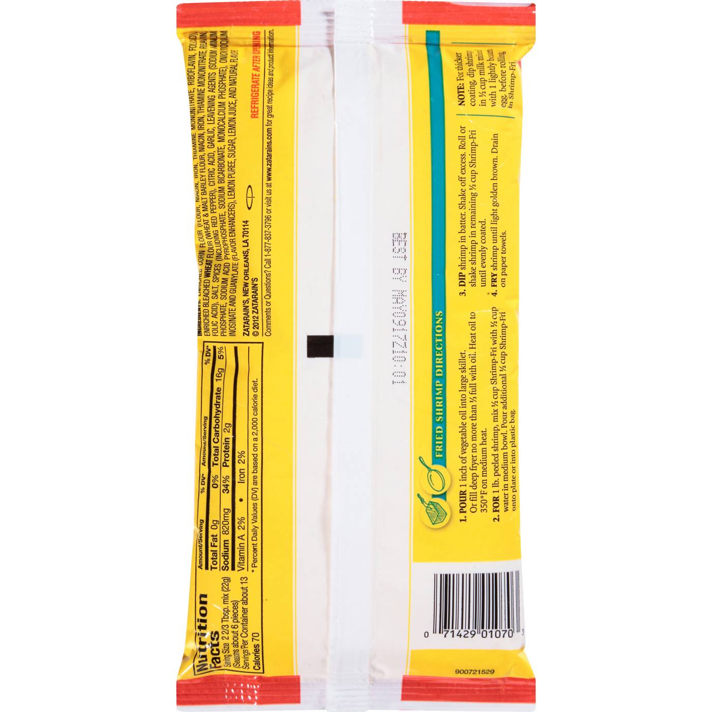 Zatarain's Seasoned Shrimp Fri Seafood Breading Mix; image 2 of 8