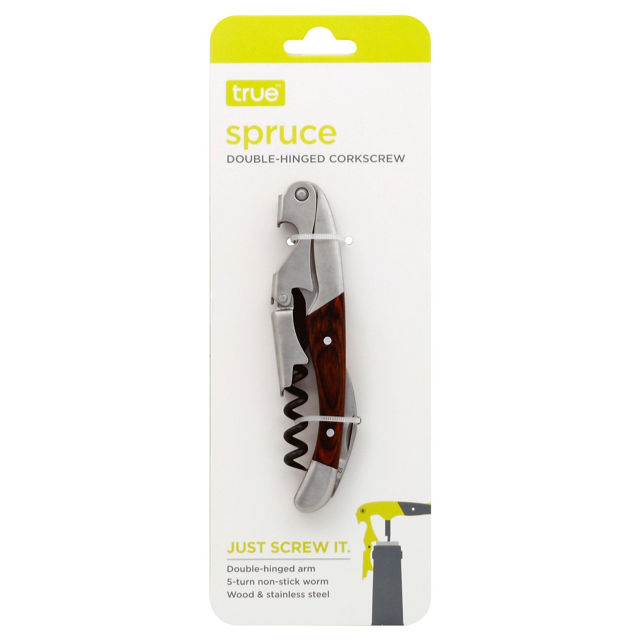 True Fabrications Spruce Double Hinge Corkscrew Shop Bar Tools at HEB