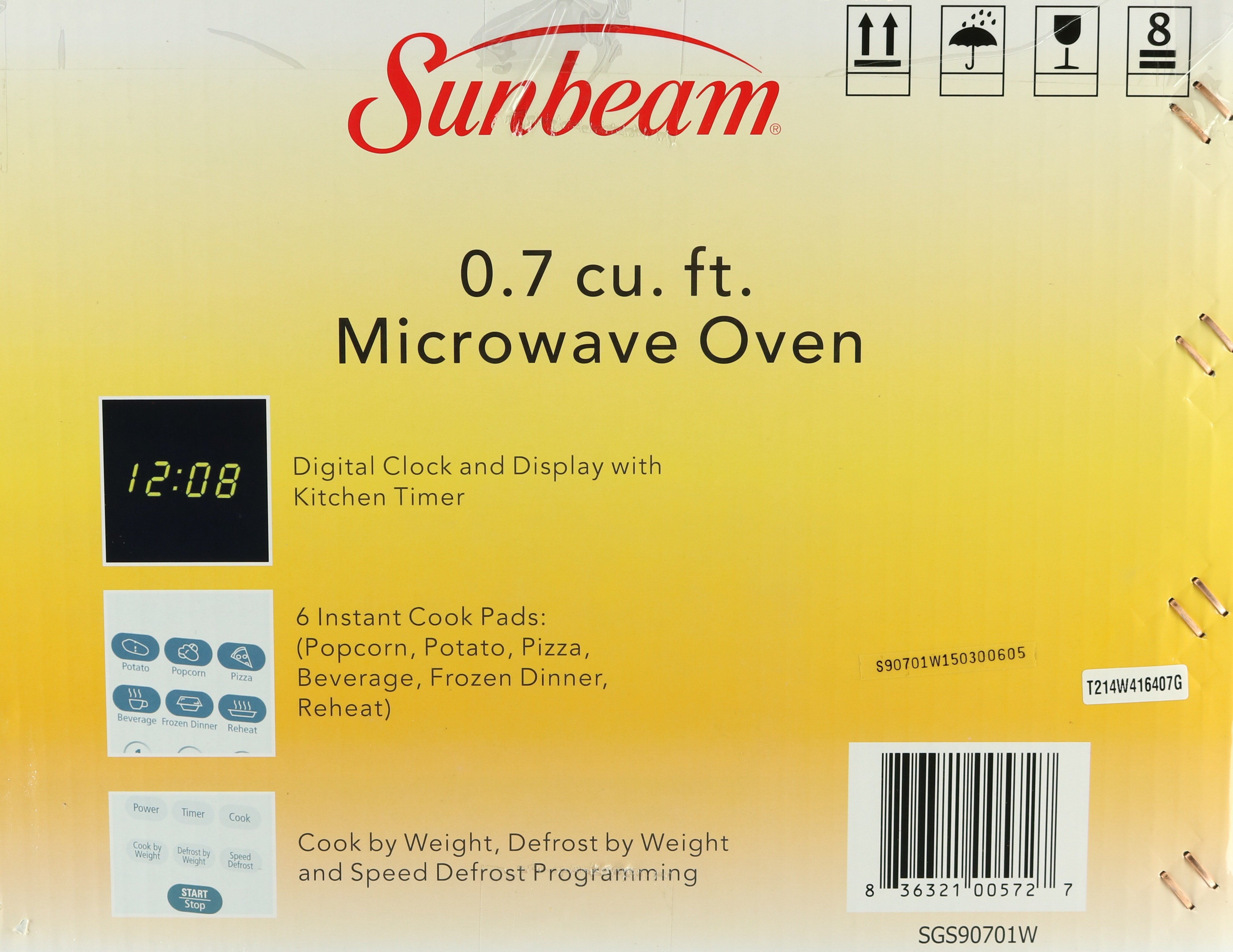 How do I set the clock on this Sunbeam 0.7 cu ft 700 Watt