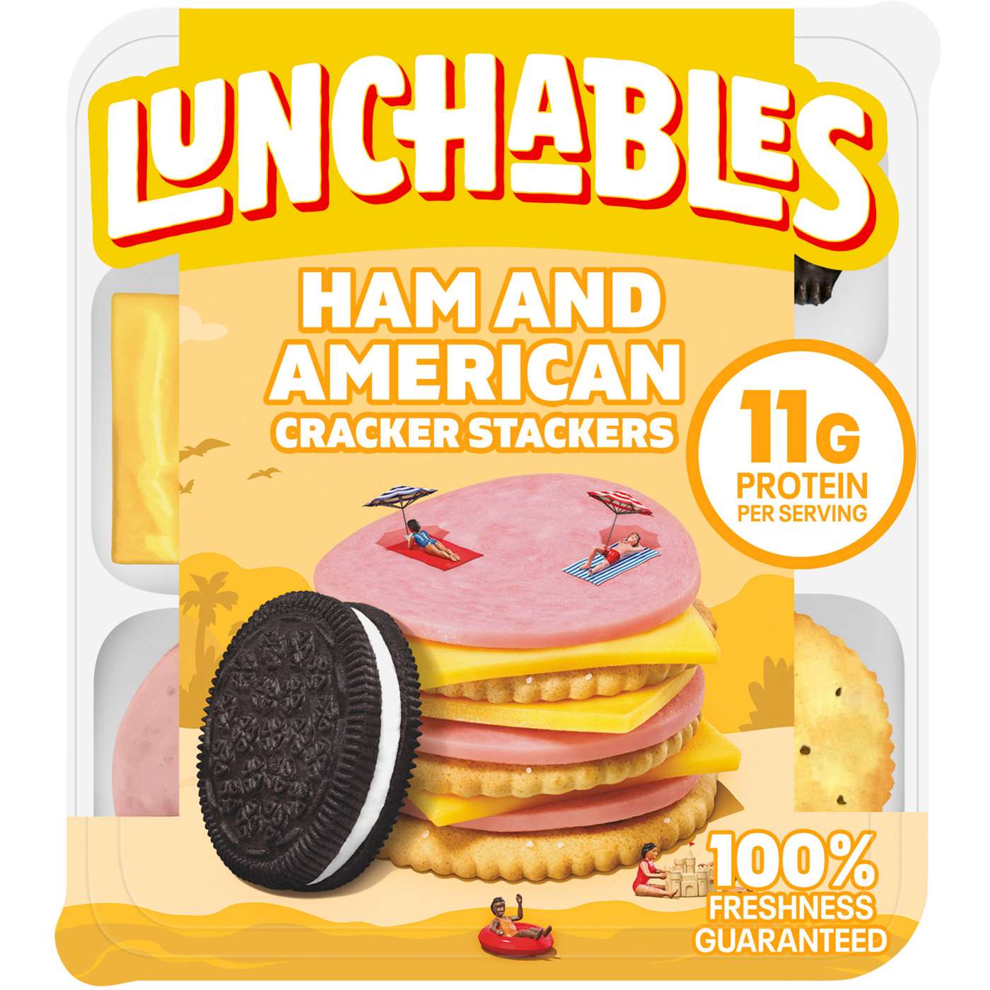Lunchables Snack Kit Tray - Ham & American Cracker Stackers with Chocolate Creme Cookies; image 1 of 6