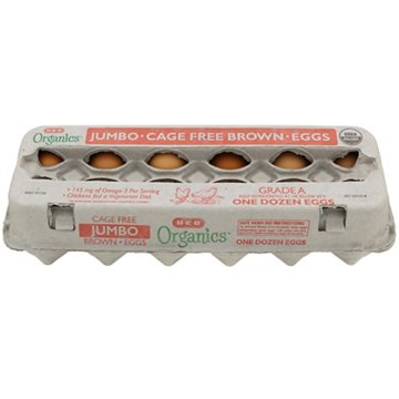 H-E-B Organics Grade A Cage Free Jumbo Brown Eggs, 12 ct