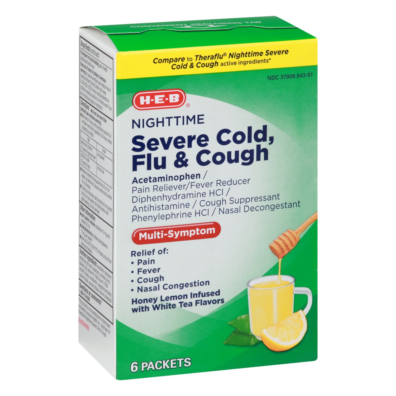 HEB Nighttime Severe Cold & Flu & Cough Packets Honey Lemon Shop