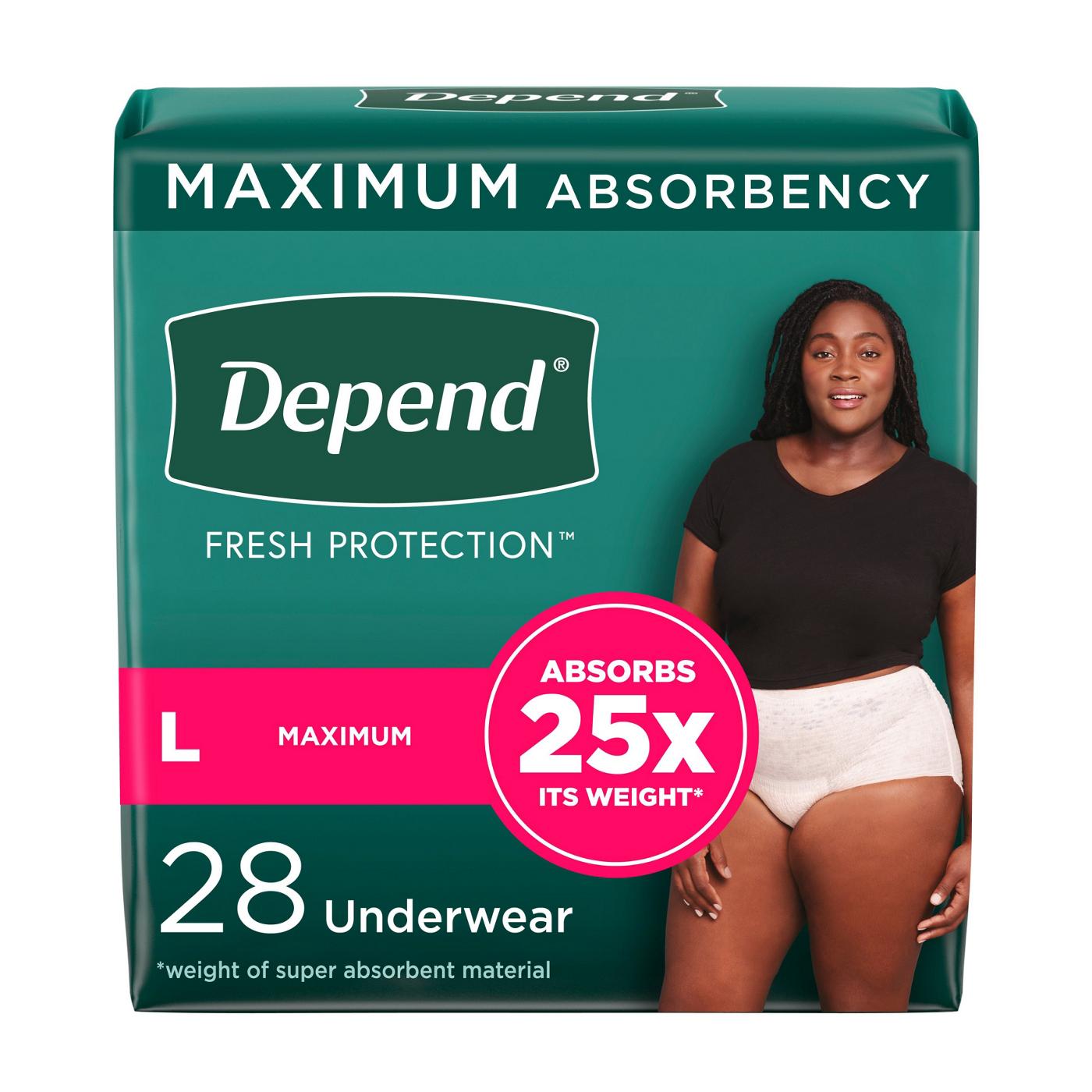 Depend Fresh Protection Adult Incontinence Maximum Underwear - Large; image 1 of 6