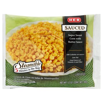 H-E-B Frozen Steamable Super Sweet Corn in Butter Sauce, 12 oz