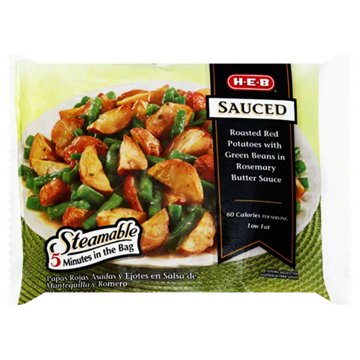 H-E-B Frozen Steamable Red Potatoes & Green Beans in Butter Sauce, 12 oz