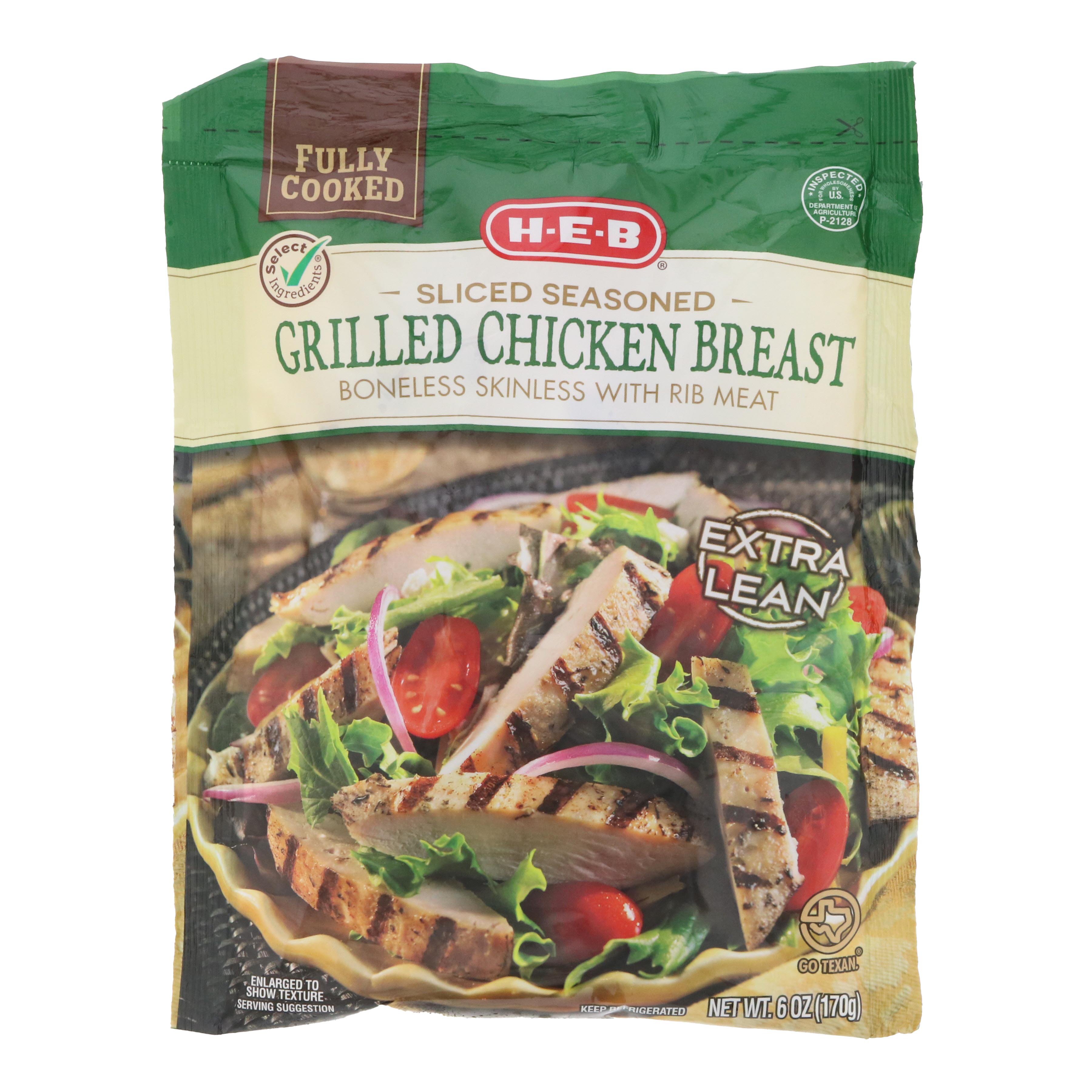 H-E-B Select Ingredients Fully Cooked Sliced Grilled Chicken Breasts ...