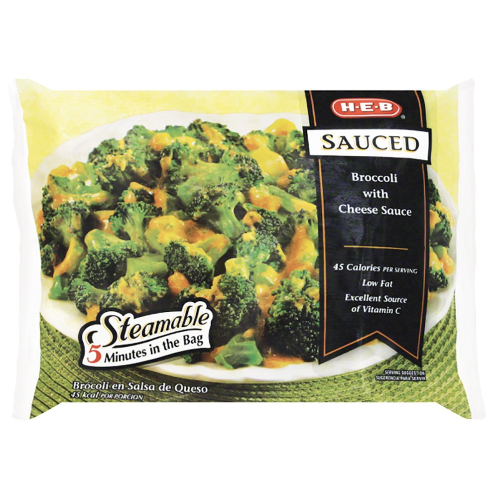 HEB Sauced Steamable Broccoli with Cheese Sauce Shop Broccoli