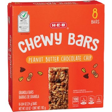 H-E-B Peanut Butter Chocolate Chip Chewy Bars, 8 ct