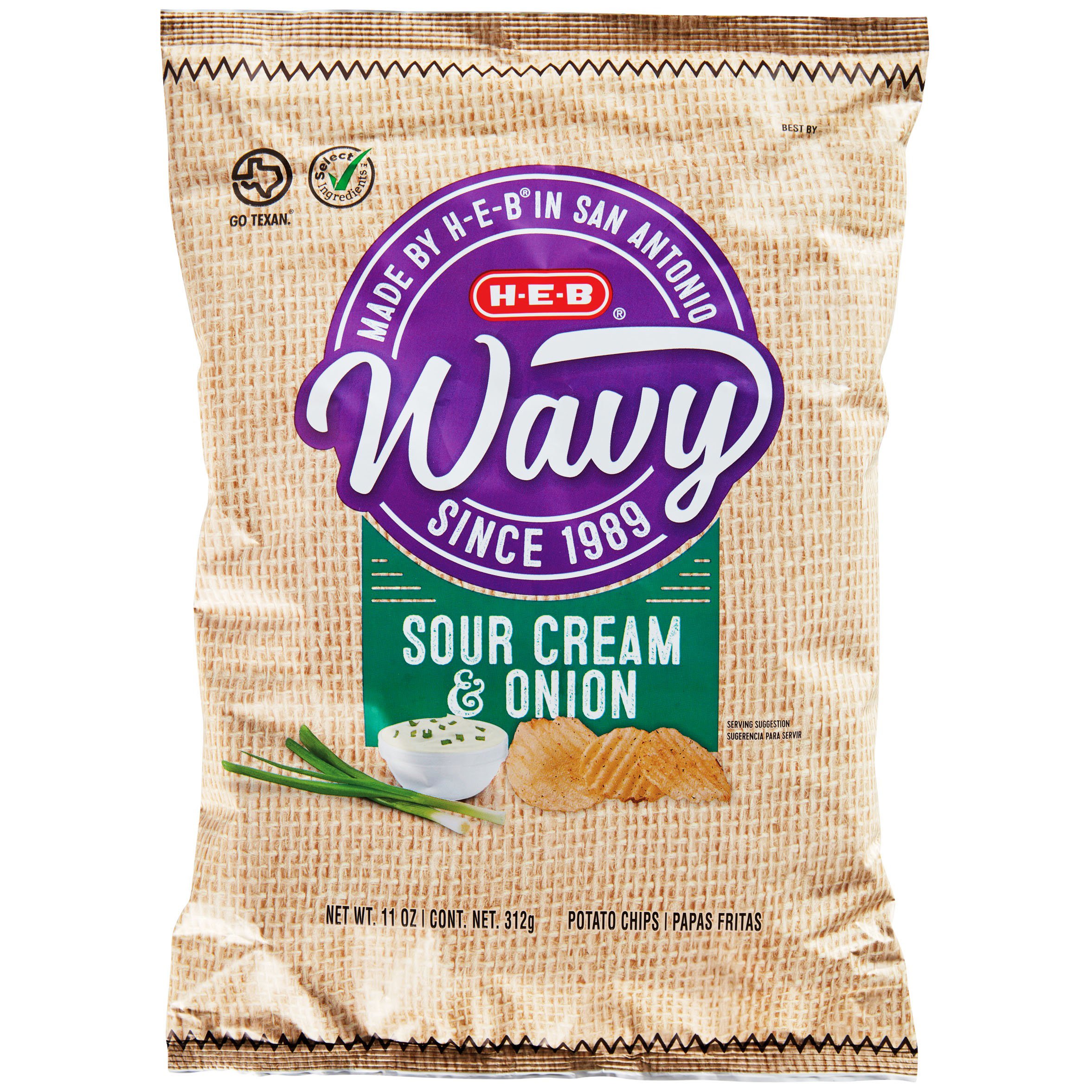 H-E-B Wavy Sour Cream & Onion Potato Chips - Shop Chips At H-E-B