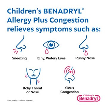 Benadryl Children's Allergy Plus Congestion Liquid - Grape, 4 oz