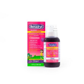 Benadryl Children's Allergy Plus Congestion Liquid - Grape, 4 oz